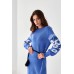 Knitted dress "Flowers" white/blue